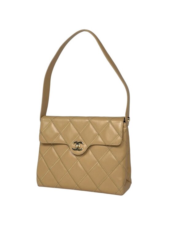 Chanel Handbags - Chanel Shoulder Bag CC Logo Leather Beige